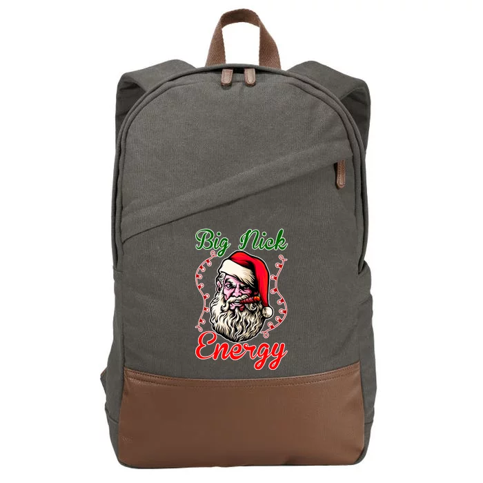 Big Nick Energy Santa Claus Smokin St. Nick Christmas Cotton Canvas Backpack