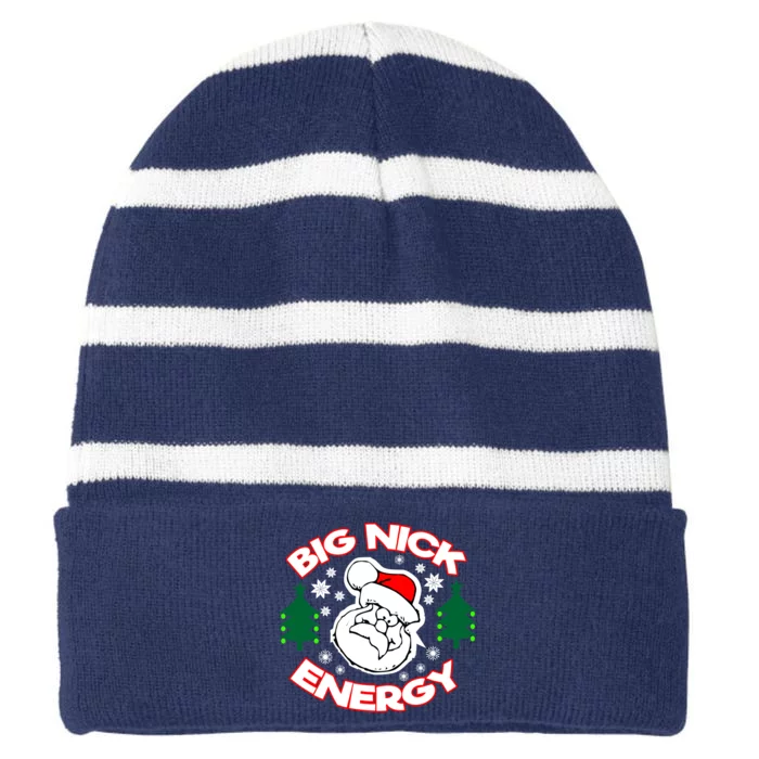 Big Nick Energy Santa Claus Snowflake Christmas Striped Beanie with Solid Band