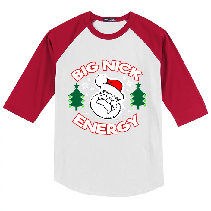 Big Nick Energy Santa Claus Snowflake Christmas Kids Colorblock Raglan Jersey