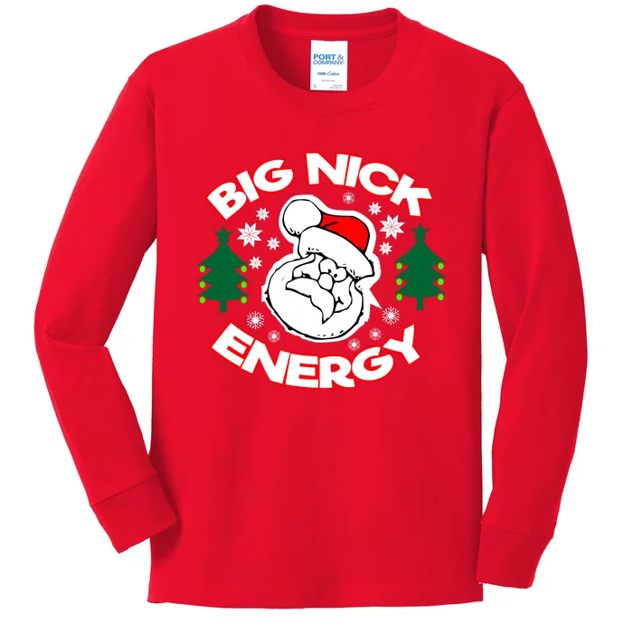 Big Nick Energy Santa Claus Snowflake Christmas Kids Long Sleeve Shirt