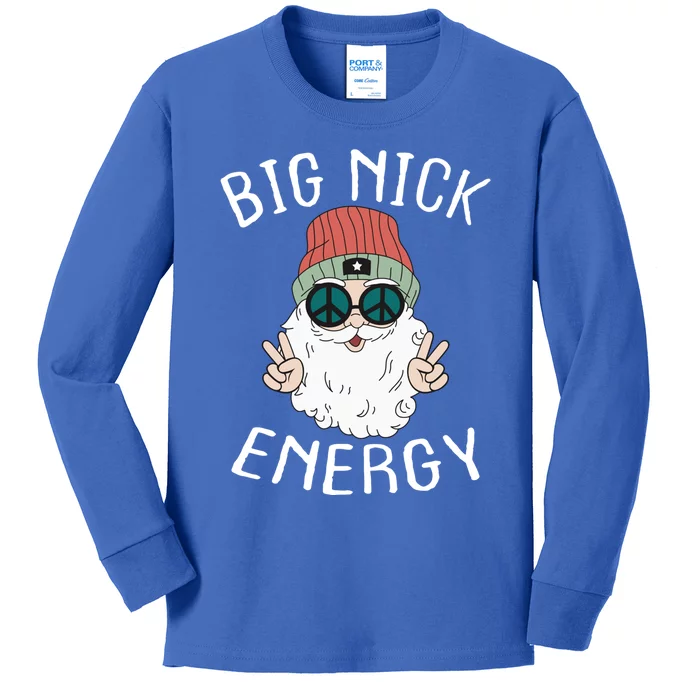 Big Nick Energy Funny Xmas Santa Claus Saint Nicholas Funny Gift Kids Long Sleeve Shirt