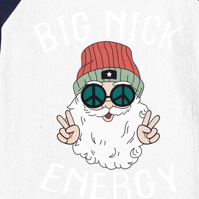 Big Nick Energy Funny Xmas Santa Claus Saint Nicholas Funny Gift Baseball Sleeve Shirt