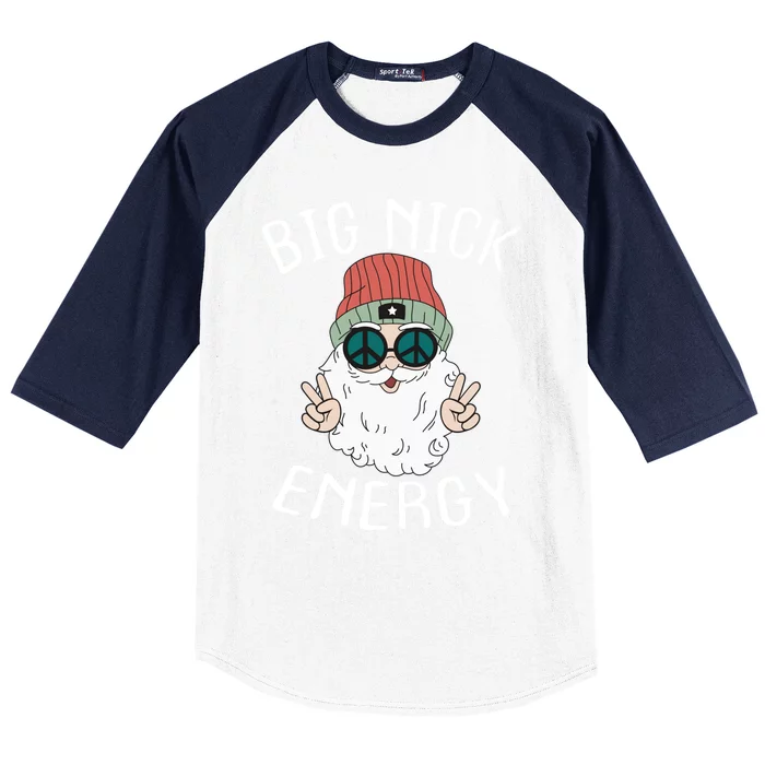 Big Nick Energy Funny Xmas Santa Claus Saint Nicholas Funny Gift Baseball Sleeve Shirt