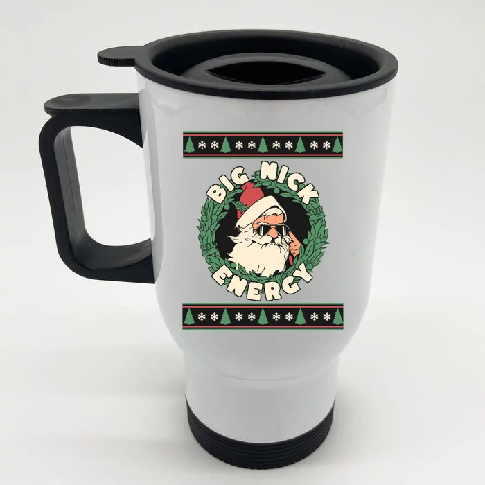 Big Nick Energy Christmas Santa Inappropriate Christmas Gift Front & Back Stainless Steel Travel Mug