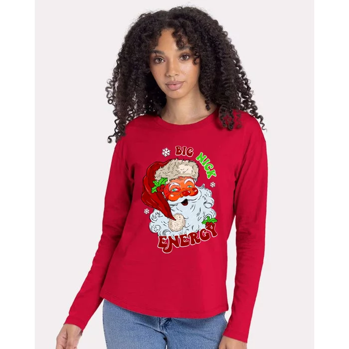 Big Nick Energy Classic Santa Claus Christmas Womens Cotton Relaxed Long Sleeve T-Shirt