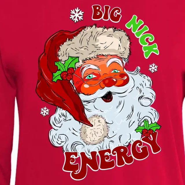 Big Nick Energy Classic Santa Claus Christmas Womens Cotton Relaxed Long Sleeve T-Shirt