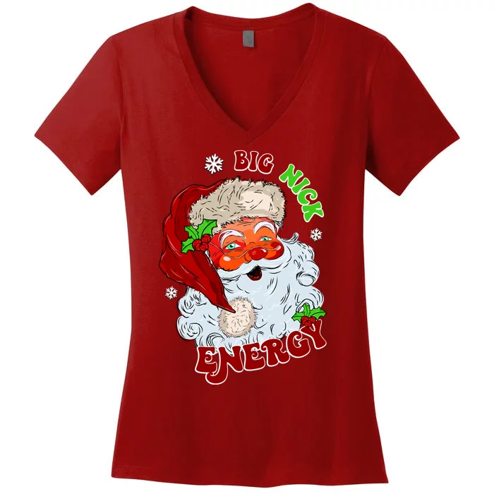 Big Nick Energy Classic Santa Claus Christmas Women's V-Neck T-Shirt