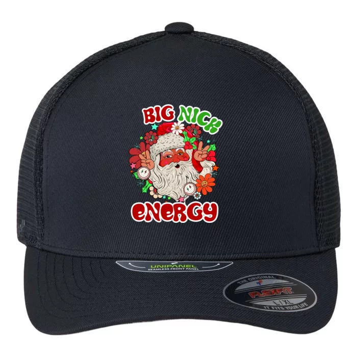 Big Nick Energy Hippie Santa Claus Christmas Peace Flexfit Unipanel Trucker Cap