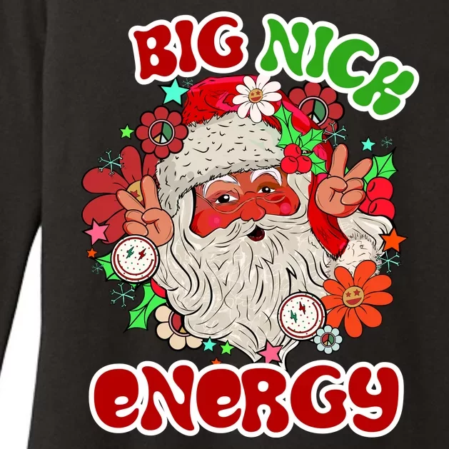 Big Nick Energy Hippie Santa Claus Christmas Peace Womens CVC Long Sleeve Shirt