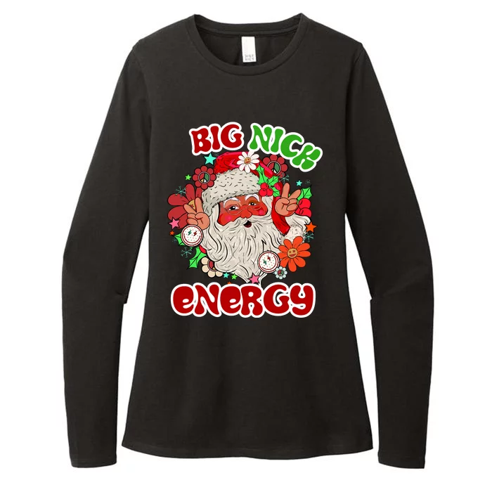 Big Nick Energy Hippie Santa Claus Christmas Peace Womens CVC Long Sleeve Shirt