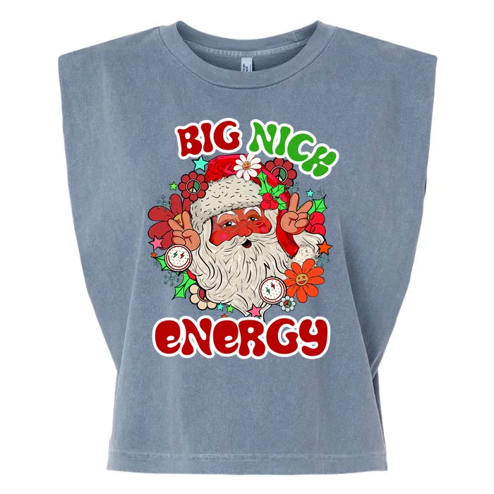 Big Nick Energy Hippie Santa Claus Christmas Peace Garment-Dyed Women's Muscle Tee