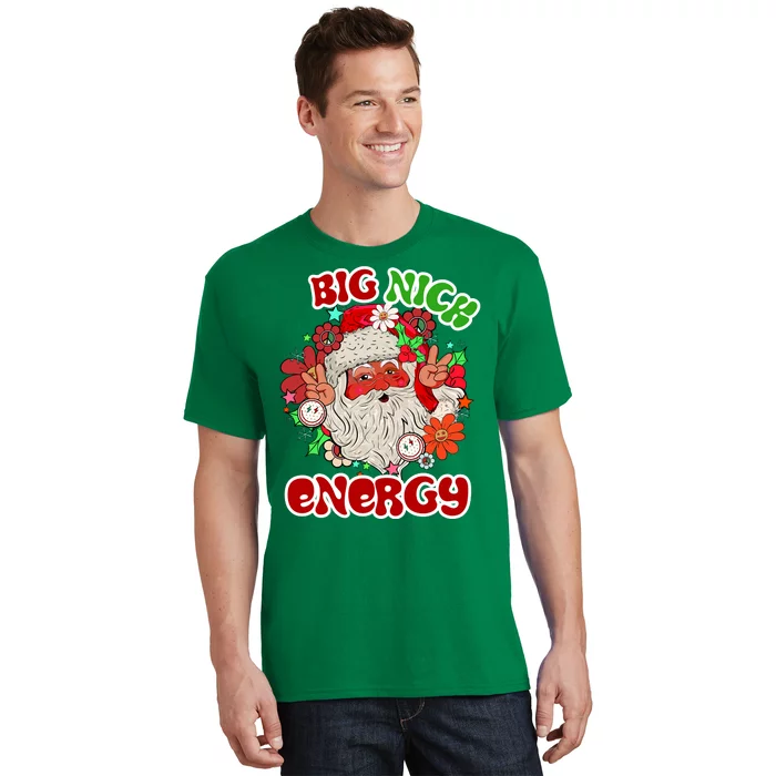 Big Nick Energy Hippie Santa Claus Christmas Peace T-Shirt