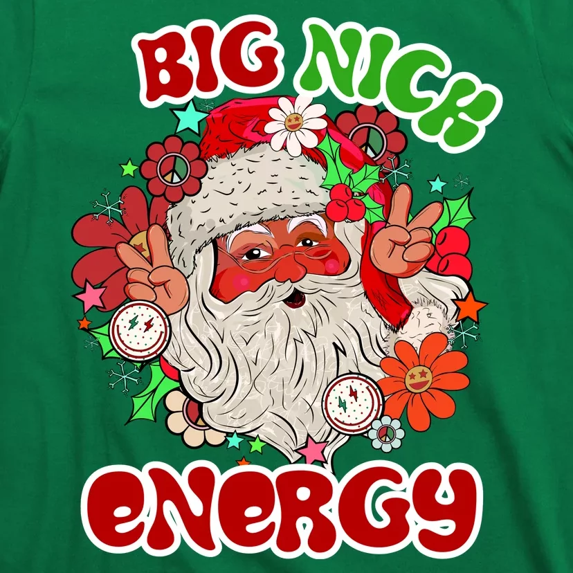 Big Nick Energy Hippie Santa Claus Christmas Peace T-Shirt