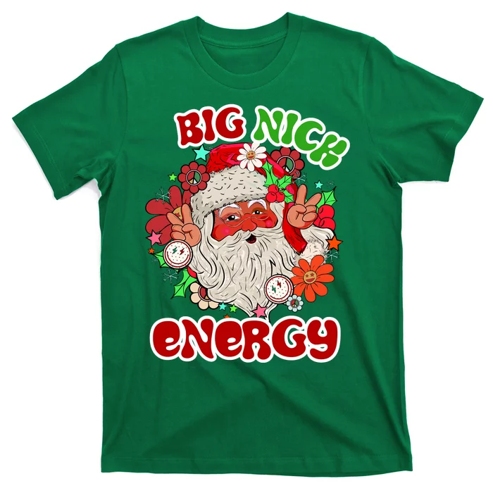 Big Nick Energy Hippie Santa Claus Christmas Peace T-Shirt