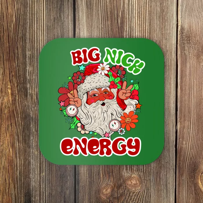 Big Nick Energy Hippie Santa Claus Christmas Peace Coaster