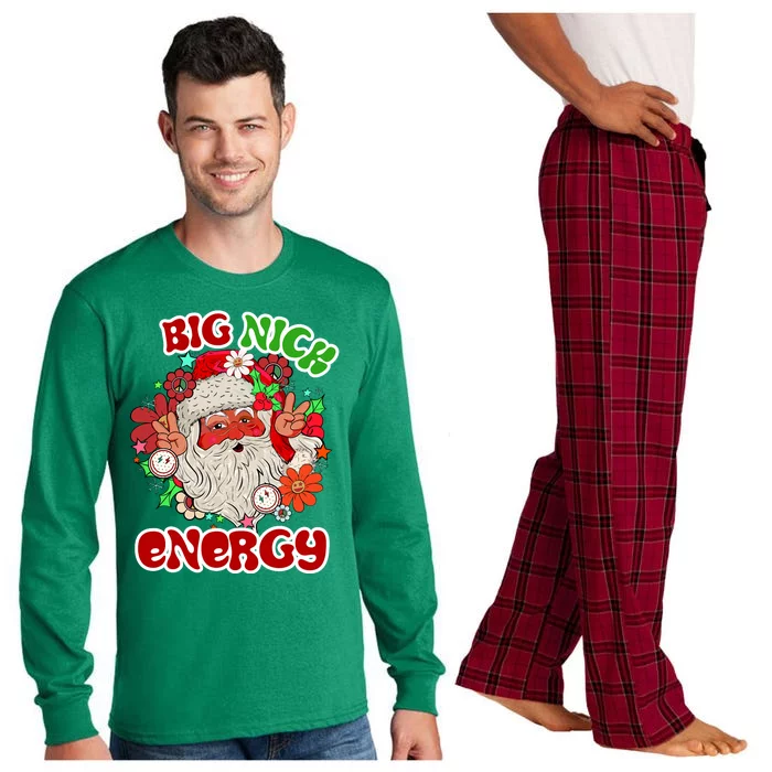 Big Nick Energy Hippie Santa Claus Christmas Peace Long Sleeve Pajama Set