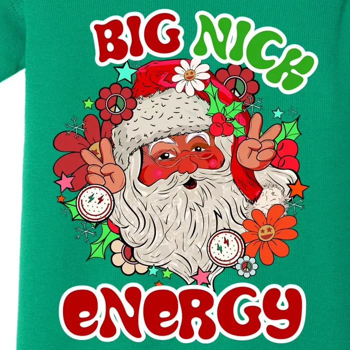 Big Nick Energy Hippie Santa Claus Christmas Peace Baby Bodysuit