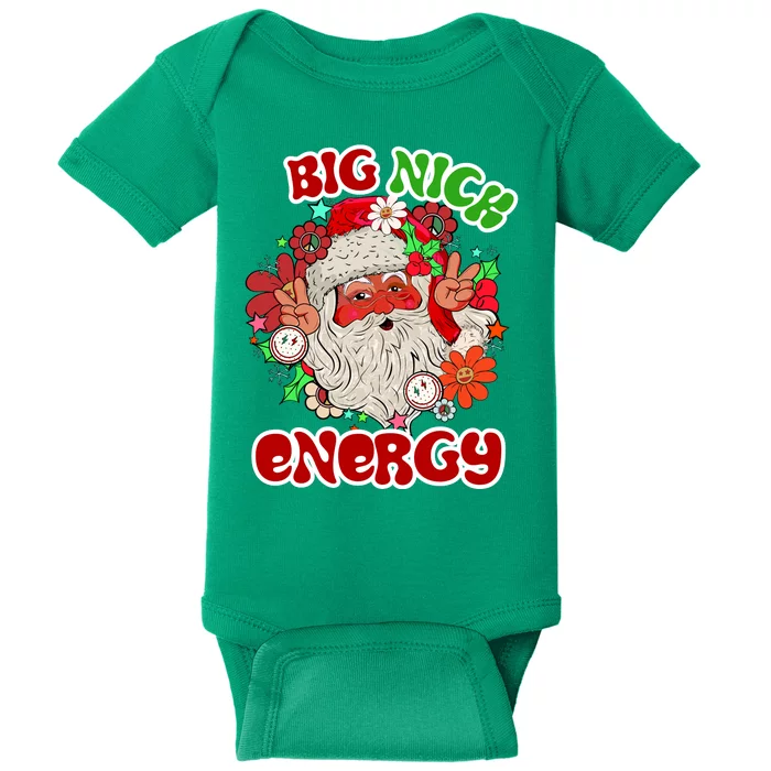 Big Nick Energy Hippie Santa Claus Christmas Peace Baby Bodysuit