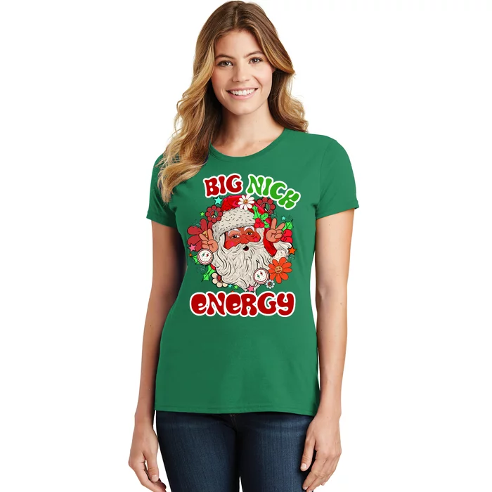 Big Nick Energy Hippie Santa Claus Christmas Peace Women's T-Shirt