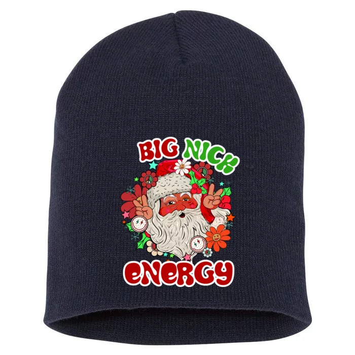 Big Nick Energy Hippie Santa Claus Christmas Peace Short Acrylic Beanie