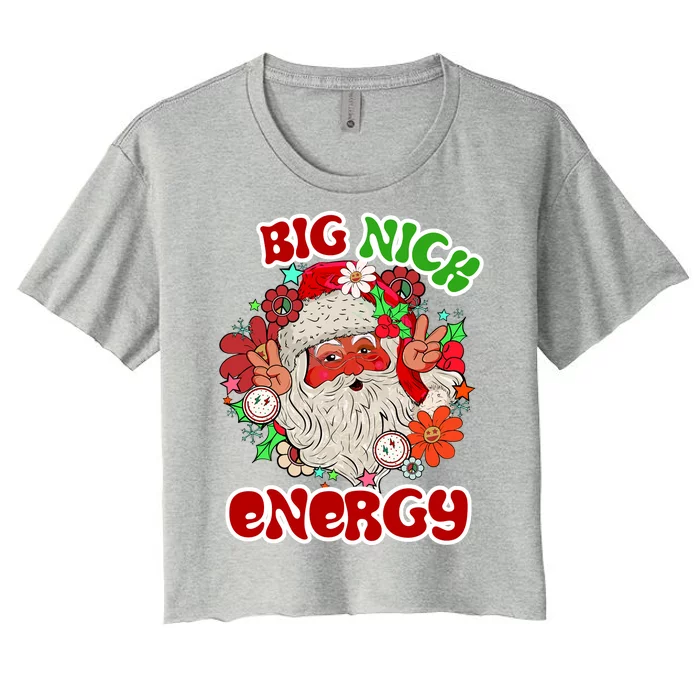 Big Nick Energy Hippie Santa Claus Christmas Peace Women's Crop Top Tee