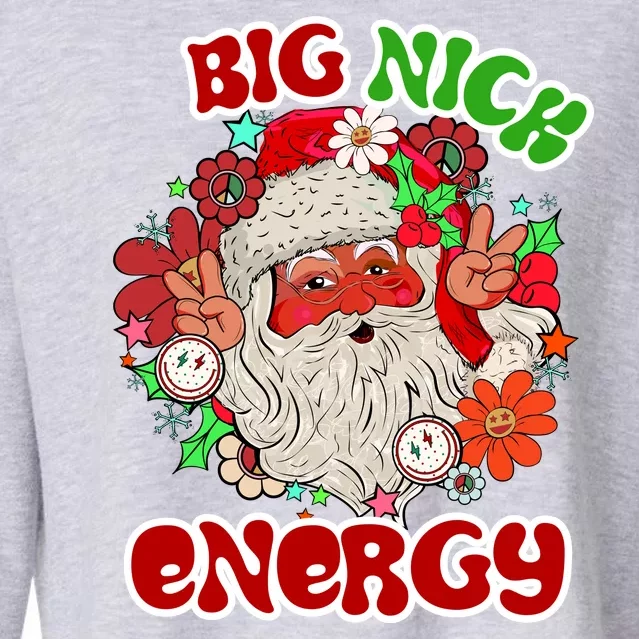 Big Nick Energy Hippie Santa Claus Christmas Peace Cropped Pullover Crew