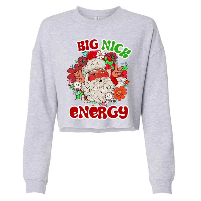 Big Nick Energy Hippie Santa Claus Christmas Peace Cropped Pullover Crew