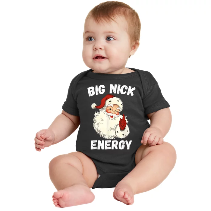 Big Nick Energy Santa Groovy Retro Vintage Baby Bodysuit