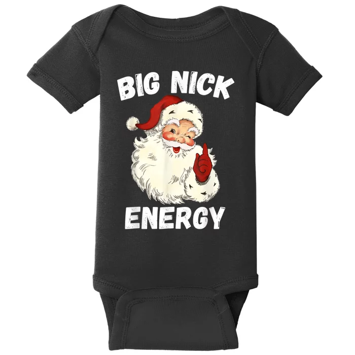 Big Nick Energy Santa Groovy Retro Vintage Baby Bodysuit