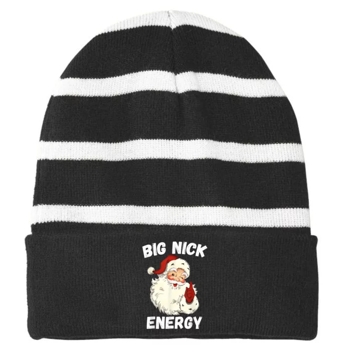 Big Nick Energy Santa Groovy Retro Vintage Striped Beanie with Solid Band