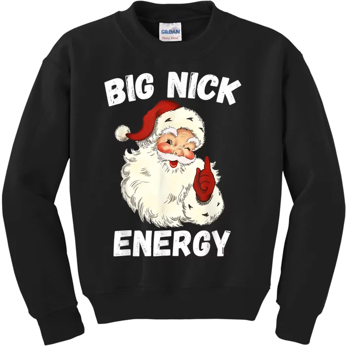 Big Nick Energy Santa Groovy Retro Vintage Kids Sweatshirt