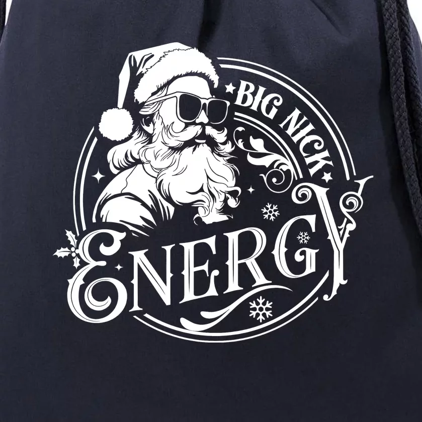 Big Nick Energy Retro Christmas Santa Claus Drawstring Bag