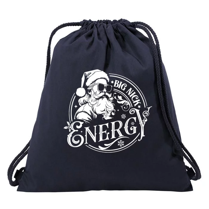 Big Nick Energy Retro Christmas Santa Claus Drawstring Bag