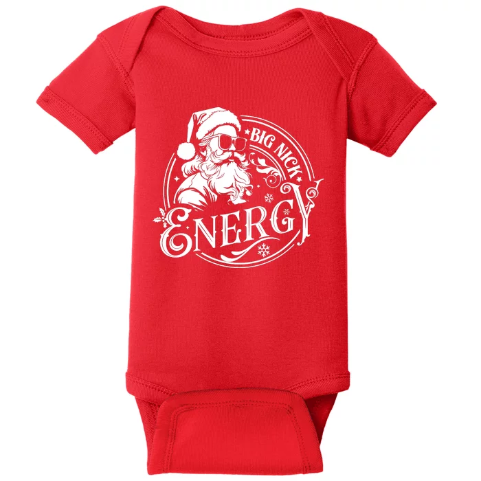 Big Nick Energy Retro Christmas Santa Claus Baby Bodysuit