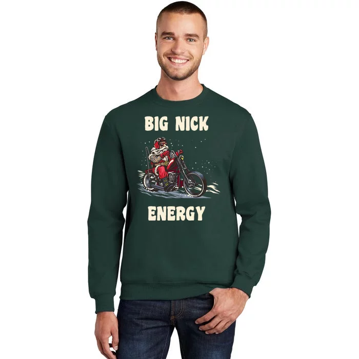 Big Nick Energy Funny Christmas Santa Riding A Motorcycle Sweatshirt