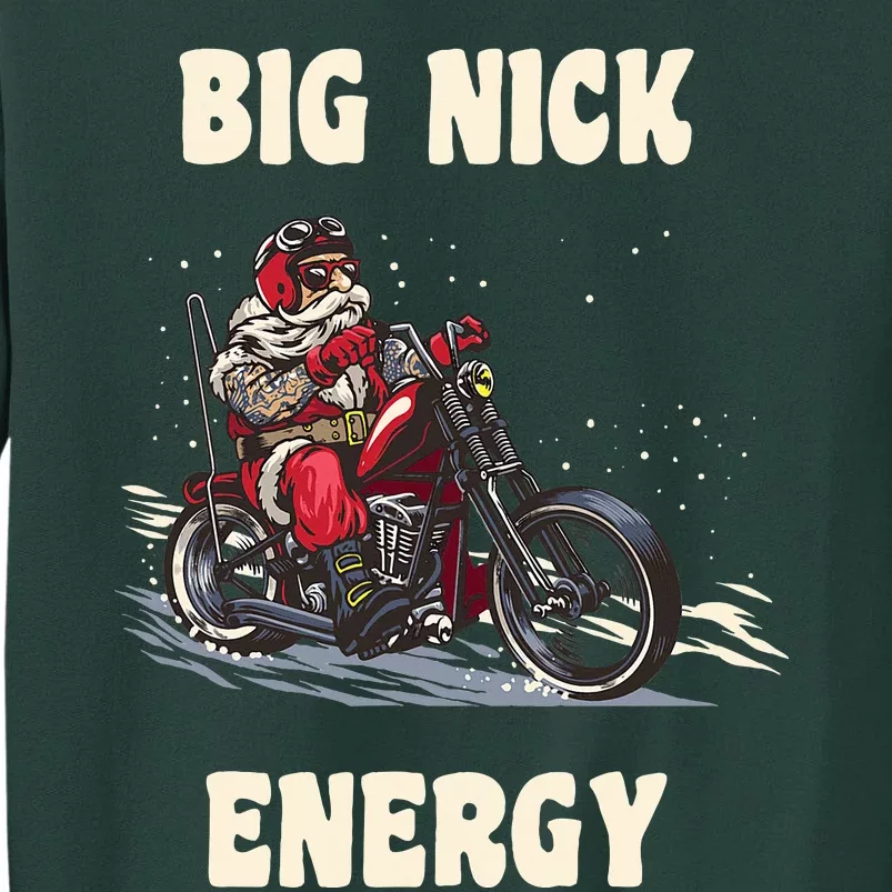 Big Nick Energy Funny Christmas Santa Riding A Motorcycle Sweatshirt