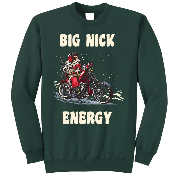 Big Nick Energy Funny Christmas Santa Riding A Motorcycle Sweatshirt