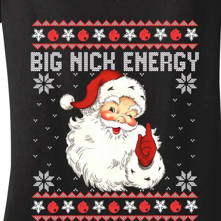 Big Nick Energy Santa Ugly Christmas Sweater Women's V-Neck T-Shirt