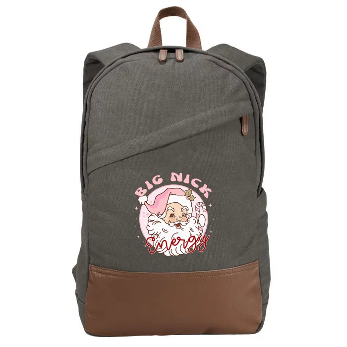 Big Nick Energy Pink Santa Claus Vintage Chirstmas Cotton Canvas Backpack