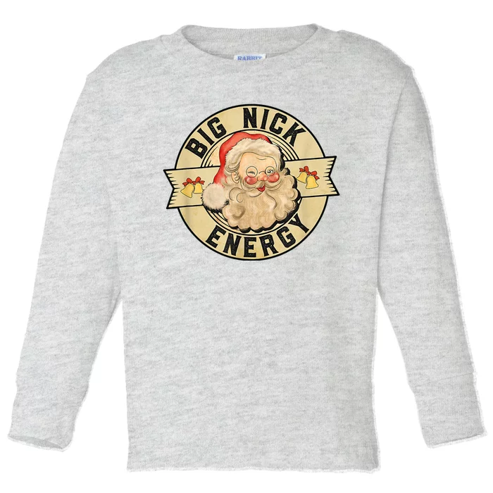 Big Nick Energy Vintage Christmas Santa Toddler Long Sleeve Shirt