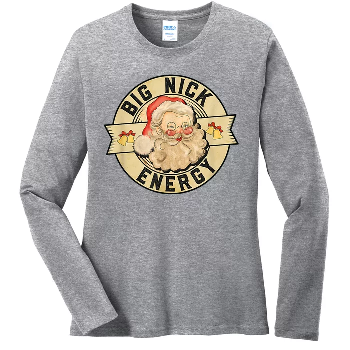 Big Nick Energy Vintage Christmas Santa Ladies Long Sleeve Shirt