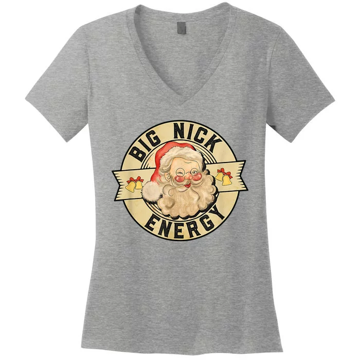 Big Nick Energy Vintage Christmas Santa Women's V-Neck T-Shirt