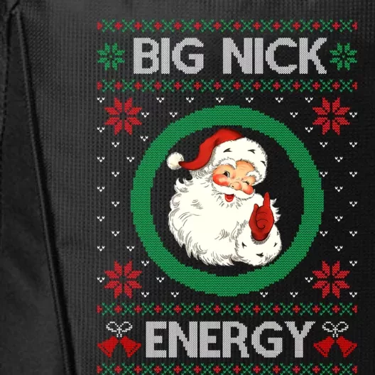 Big Nick Energy Funny Santa Claus Pink Ugly Christmas Sweater City Backpack