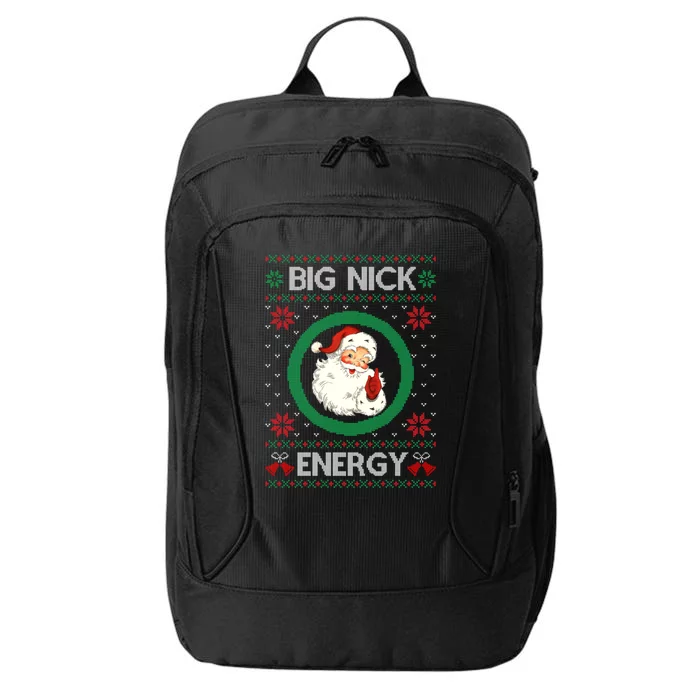 Big Nick Energy Funny Santa Claus Pink Ugly Christmas Sweater City Backpack