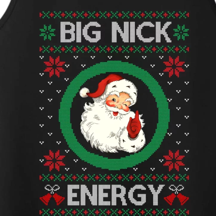 Big Nick Energy Funny Santa Claus Pink Ugly Christmas Sweater Performance Tank