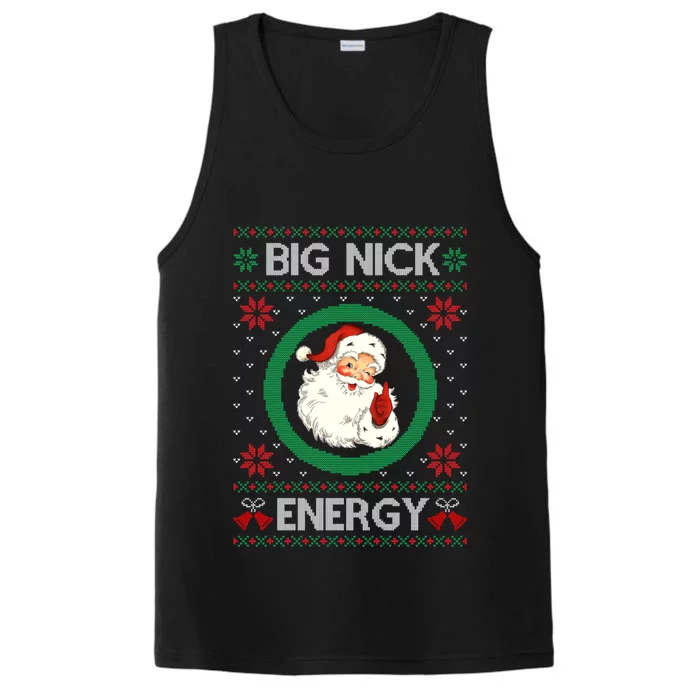 Big Nick Energy Funny Santa Claus Pink Ugly Christmas Sweater Performance Tank