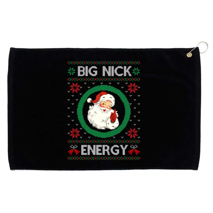 Big Nick Energy Funny Santa Claus Pink Ugly Christmas Sweater Grommeted Golf Towel