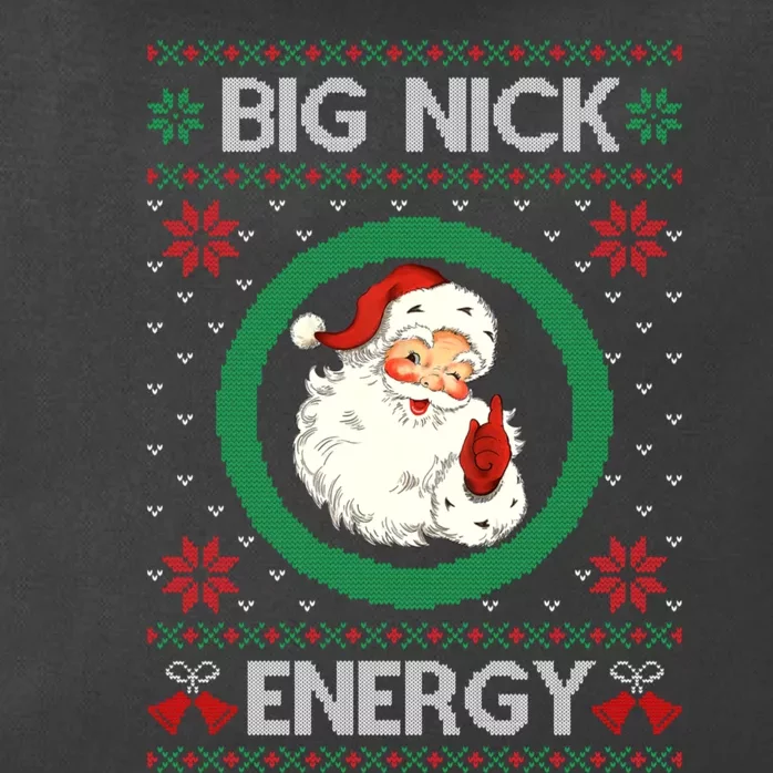 Big Nick Energy Funny Santa Claus Pink Ugly Christmas Sweater Zip Tote Bag