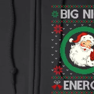 Big Nick Energy Funny Santa Claus Pink Ugly Christmas Sweater Full Zip Hoodie