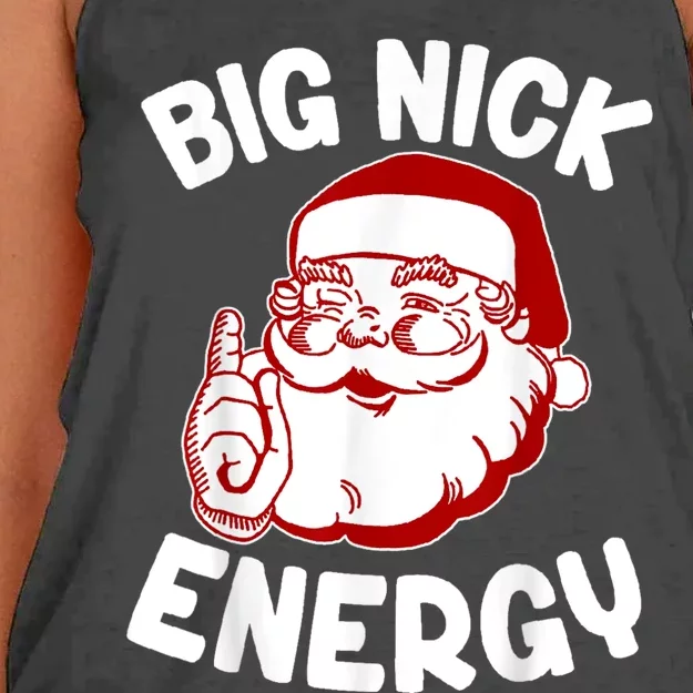 Big Nick Energy Santa Naughty Adult Humor Funny Christmas Women's Knotted Racerback Tank